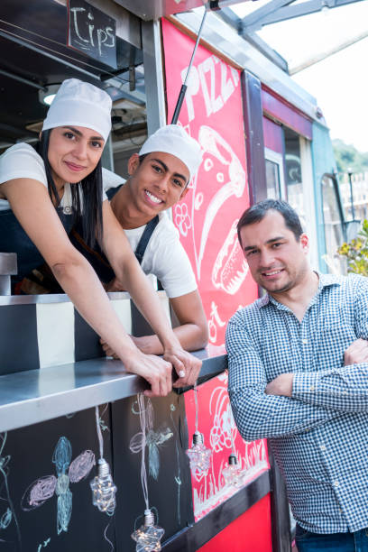istock Workers cook on the food truck 1148983005