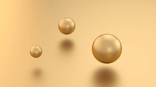 istock Golden 3d render sphere balls on metal background with reflection. Modern luxury design element for banner sale design. Christmas illustration. 1148985860