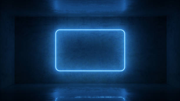 istock 3d render of neon frame on background in the room. Banner design. Retrowave, synthwave, vaporwave illustration. 1148985865