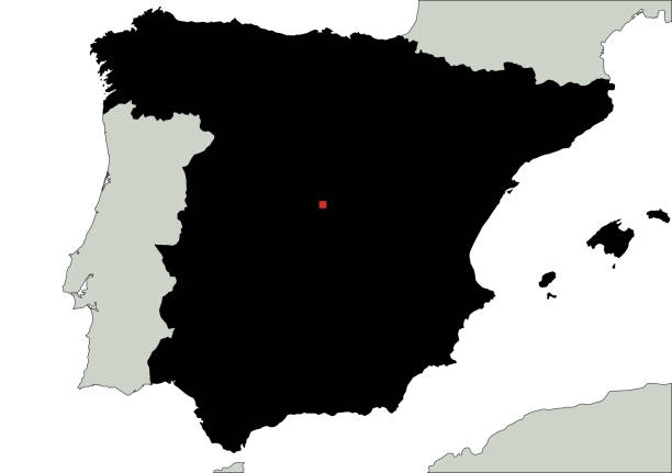 bardzo szczegółowa mapa hiszpania sylwetka. - france gibraltar stock illustrations