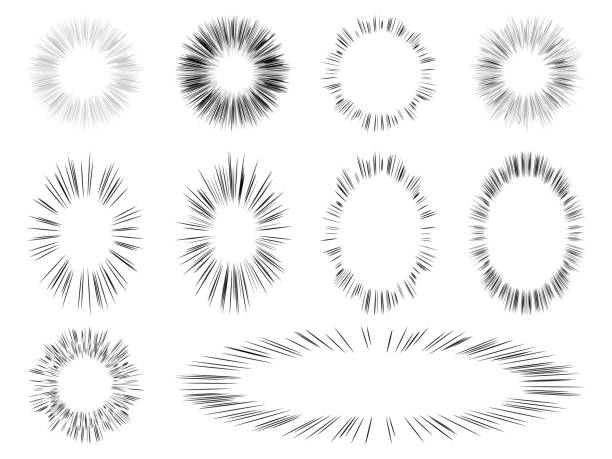 Radial motion lines. Text frame in manga and anime comics. vector art illustration