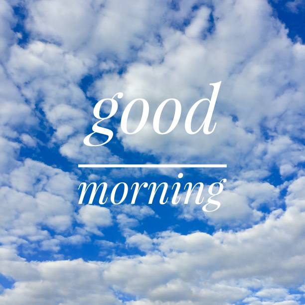 istock Good Morning Text Massage and Blue Sky Clouds on Cyan Background Great for Any Use. 1148990821