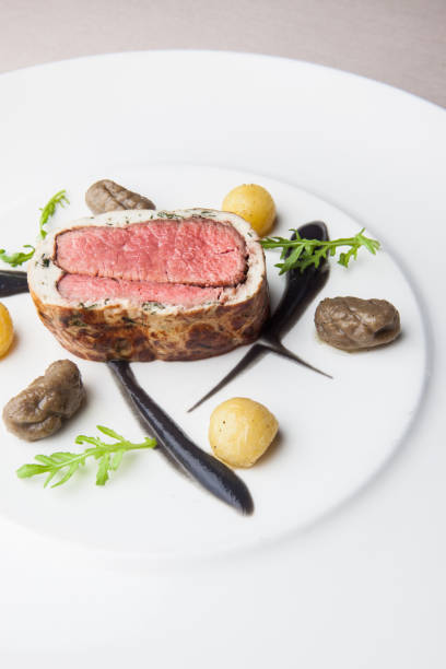 istock France menu on white dish, roasted beef 1148995514