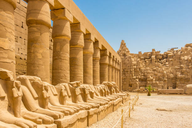 istock The great columns at the Karnak Temple and the Criosphinxes - Goats headed sphinxes 1148997273