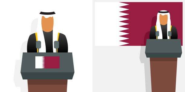 Qatar emir and flag Qatari emir and flag qatar emir stock illustrations