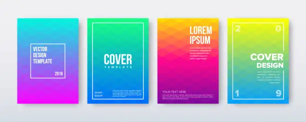 Vector illustration of Cover design with gradient backgrounds. Vector set of minimal geometric templates.