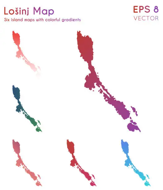 Vector illustration of Map of Losinj with beautiful gradients.