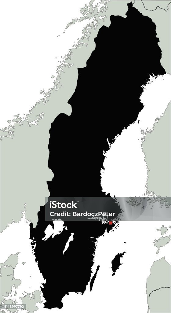 Mycket detaljerad Sverige Silhouette karta. - Royaltyfri Bottniska viken vektorgrafik