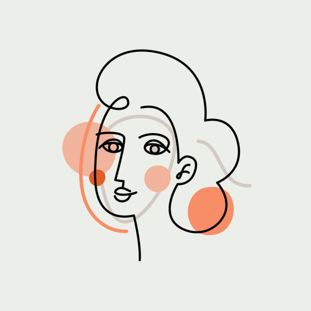 Vector illustration in minimal linear style - minimalistic female portrait Vector illustration in minimal linear style - minimalistic female portrait - abstract modern t-shirt print  - beauty and fashion concept bottomless models stock illustrations