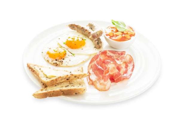 istock Full english breakfast - plate isolated on white background. 1149000385