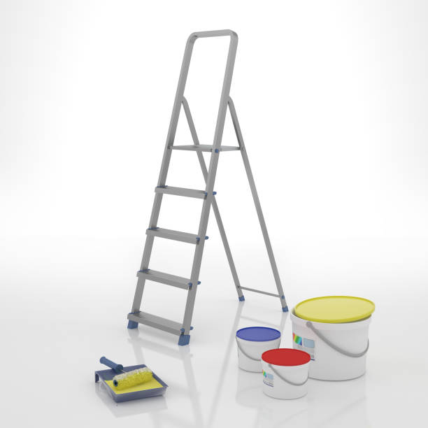 istock Metal ladder and paints,3d illustration 1149003666