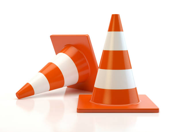 Traffic cones on white background 3D illustration traffic cone isolated road warning sign three dimensional shape stock pictures, royalty-free photos & images