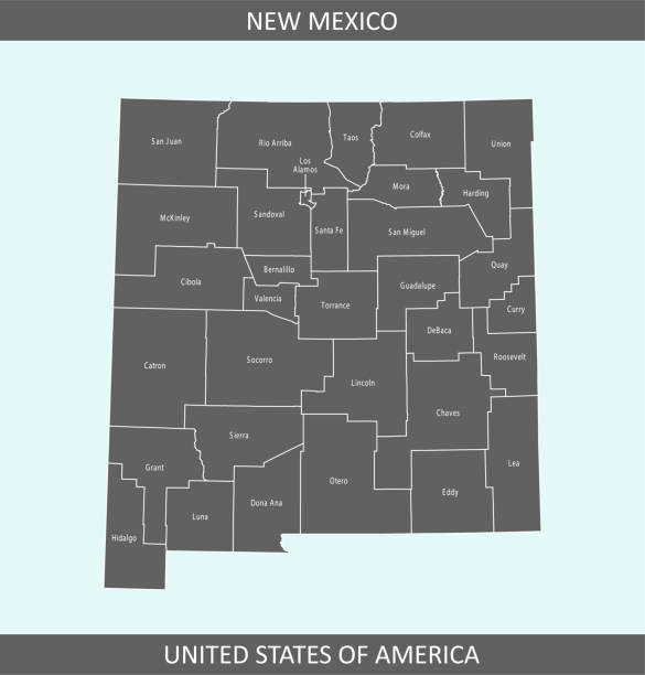 New Mexico county map Accurate outline vector map in gray background prepared by a map expert. puerto rico silhouette stock illustrations