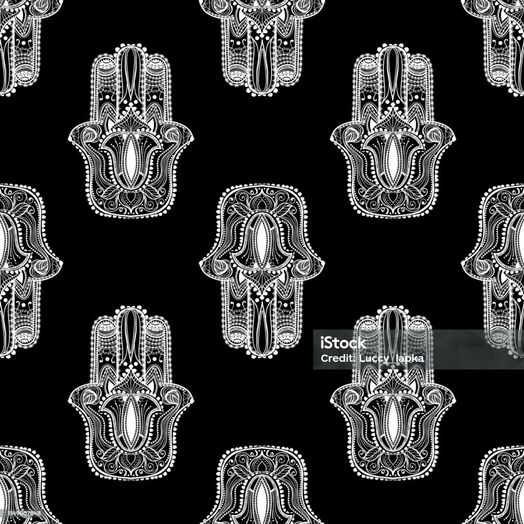 Hamas Pattern Graphic Hand Drawn Seamless Pattern With Hamsa In Ethnic And Boho Style ...