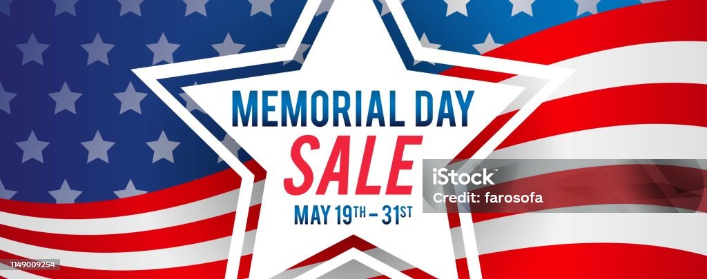 Memorial Day Sale Banner Vector illustration. Star on USA Flag Background US Memorial Day stock vector