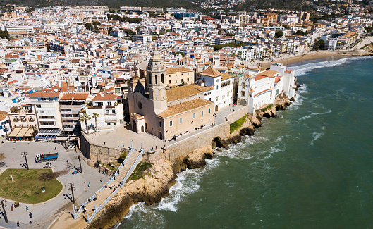 Image of aerial view of residence district in town Sitges, Spain