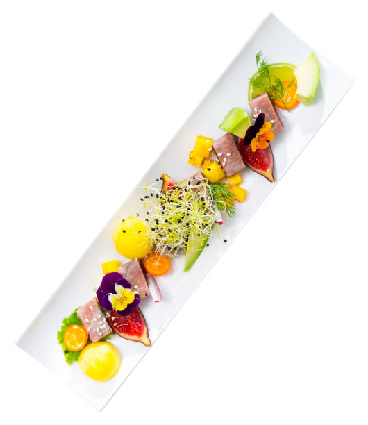 istock Top view of seared tuna with avocado, mango, figs 1149016291