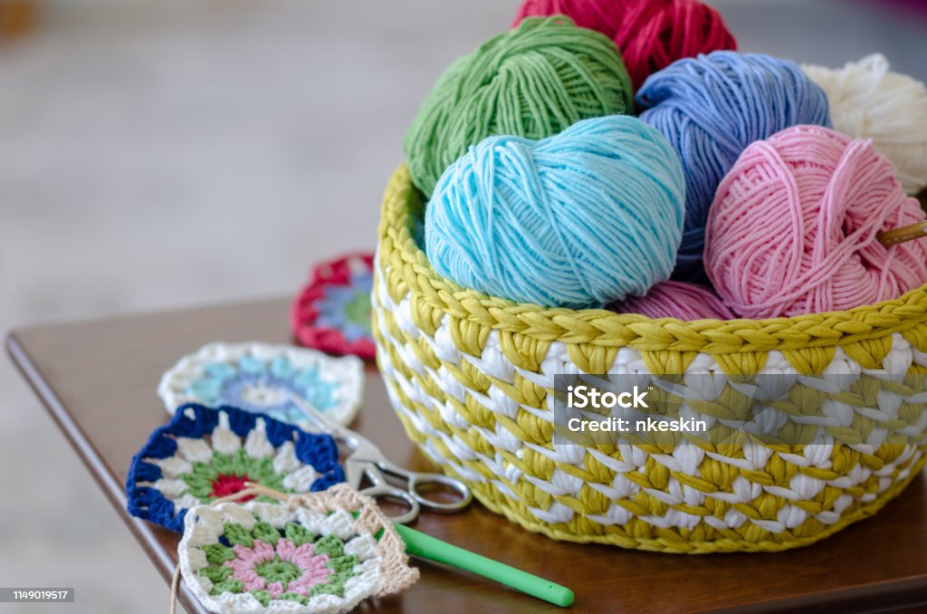 Crocheting Supplies Stock Photo - Download Image Now - Baby Blanket, Ball  Of Wool, Beauty - iStock