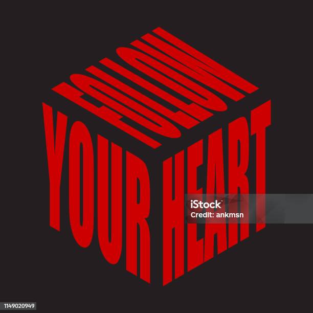 Follow Your Heart Simple Text Slogan T Shirt Graphic Phrases Vector For Poster Sticker Apparel Print Greeting Card Or Postcard Typography Design Elements Isolated Stock Illustration - Download Image Now