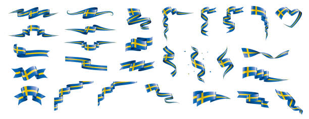 flaga szwecji, ilustracja wektorowa na białym tle - swedish flag stock illustrations