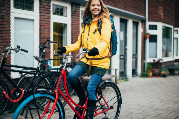 istock Dutch woman with bicycle in Amsterdam 1149024648