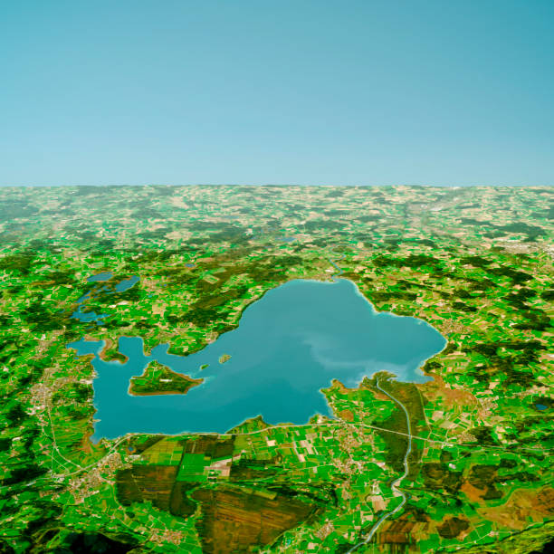 istock Chiemsee Bayern 3D Render Topographic Map Summer View from South 1149026257