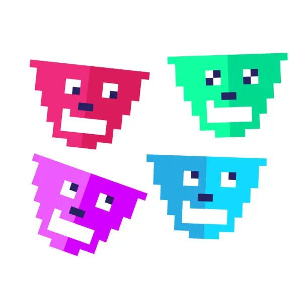 Vector illustration of cute square avatars and icons