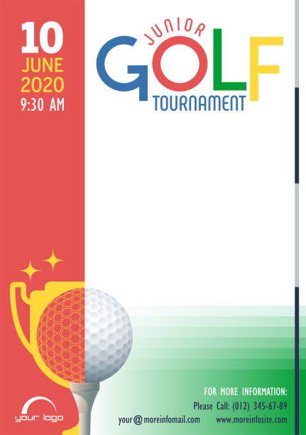 Junior Golf Tournament poster template. Junior Golf Tournament poster template. Place for your text message. Vector illustration. junior level stock illustrations