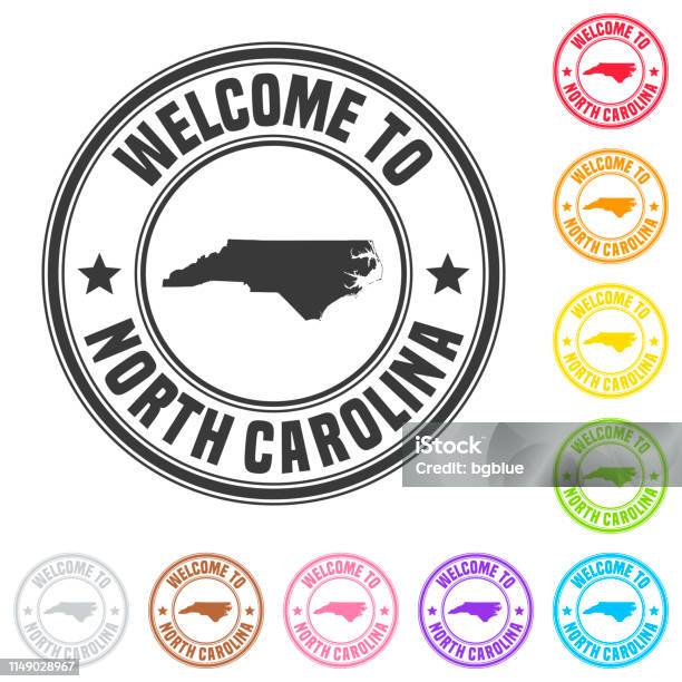 Welcome To North Carolina Stamp Colorful Badges On White Background Stock Illustration - Download Image Now