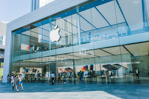 Hong Kong - June 29, 2022 : General view of the Apple store in Central District, Hong Kong.