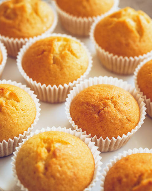 istock Close up of unfrosted cupcakes on a white plate 1149029869