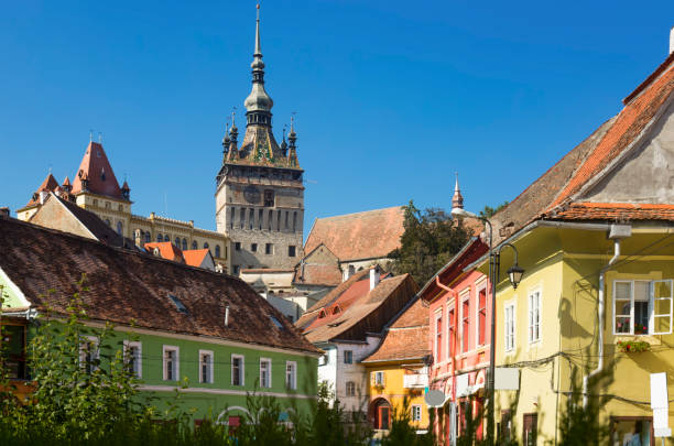 istock Image of view on Clock tower from streets in Sighisoara 1149030852
