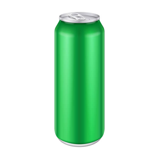 istock Green Metal Aluminum Beverage Drink Can 500ml, 0,5L. Mockup Template Ready For Your Design. Isolated On White Background. Product Packing. Vector EPS10 1149035030
