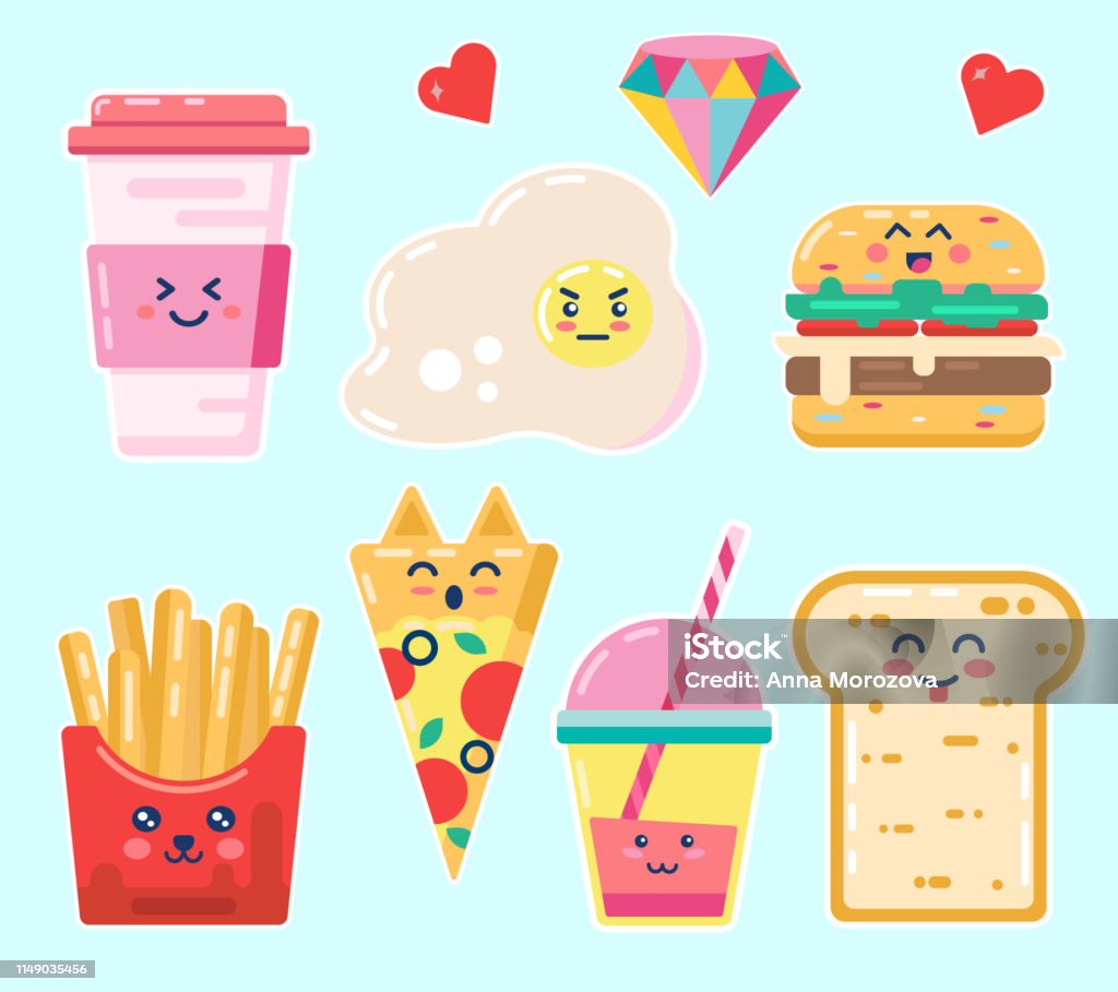 Ilustración de Desayuno Kawaii Varios Sabrosos Alimentos Con Caras Conjunto Vector De Lindo Anime Cartoon Café Huevo Humburger Patatas Fritas Pizza Beber Pan Aislado Para Cartel Tarjeta Flayer Postal Concepto De Calendario Ilustración de Desayuno Kawaii Varios Sabrosos Alimentos Con Caras Conjunto Vector De Lindo Anime Cartoon Café Huevo Humburger Patatas Fritas Pizza Beber Pan Aislado Para Cartel Tarjeta Flayer Postal Concepto De Calendario