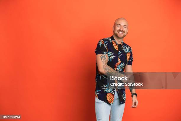 Playful Portrait Stock Photo - Download Image Now - Gay Man, Colored Background, People