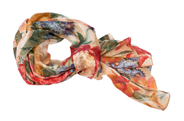istock Beautiful scarf with floral pattern isolated on white 1149036637