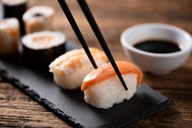 istock Traditional Japanese sushi on a plate 1149036969