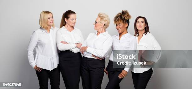 Female Entrepreneurs Against White Background Stock Photo - Download Image Now - Businesswoman, Confidence, Looking At Camera