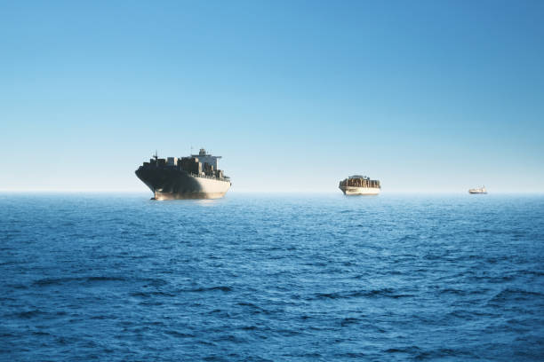 istock Cargo ship at the sea. Environment, business and transportation concept. 1149039671
