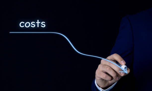 istock businessman draws an arrow; Cost reduction 1149040101