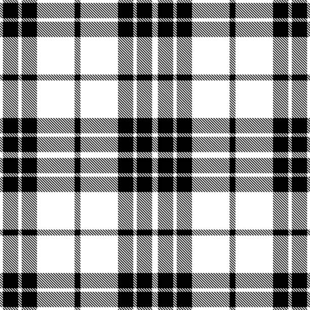 Motif de textile à carreaux tartan écossais noir et blanc - Illustration vectorielle