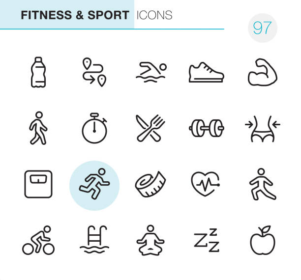 ilustraciones, imágenes clip art, dibujos animados e iconos de stock de los iconos fitness y sport-pixel perfect - healthy eating symbol dieting computer icon