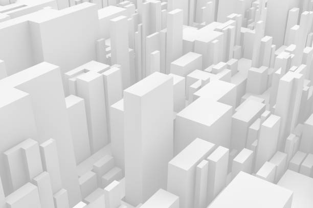 istock 3D White Abstract Geometric Shapes, Skyscrapers, Office Buildings 1149051305