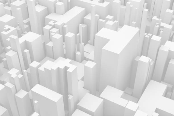 istock 3D White Abstract Geometric Shapes, Skyscrapers, Office Buildings 1149051414