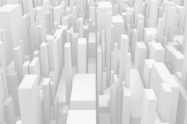 istock 3D White Abstract Geometric Shapes, Skyscrapers, Office Buildings 1149051447