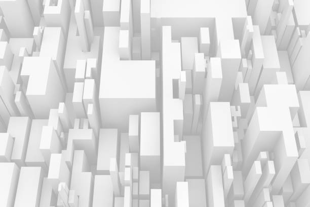 istock 3D White Abstract Geometric Shapes, Skyscrapers, Office Buildings 1149051469