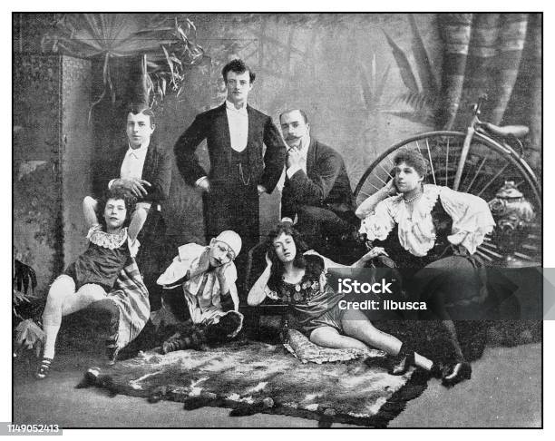 Antique Photo Selbini Troupe Stock Illustration - Download Image Now - Circus, Archival, Old-fashioned