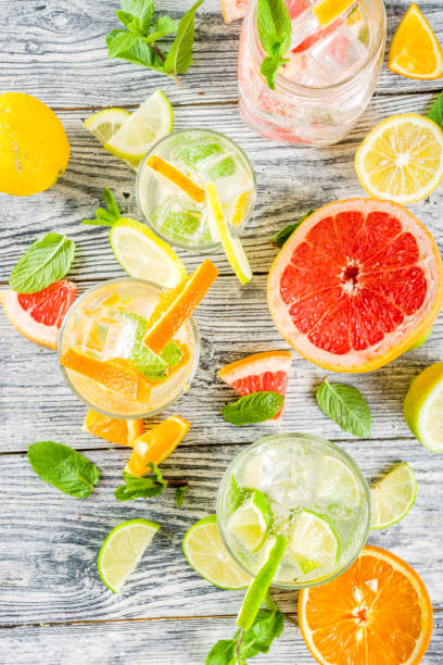 istock Four types of citrus lemonade or mojito 1149054303