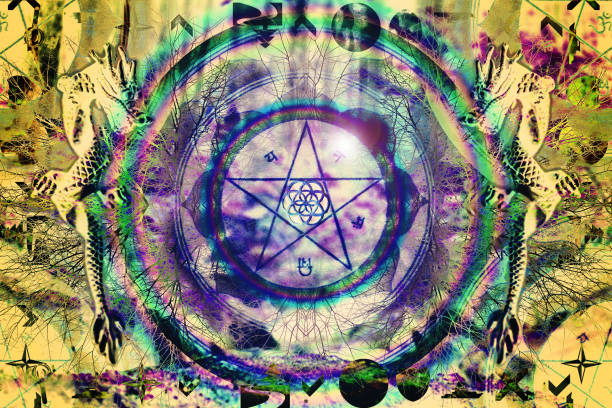 istock Sacred geometry pentagram seed of life 1149055214