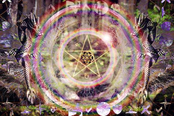 istock Sacred geometry pentagram seed of life 1149055229